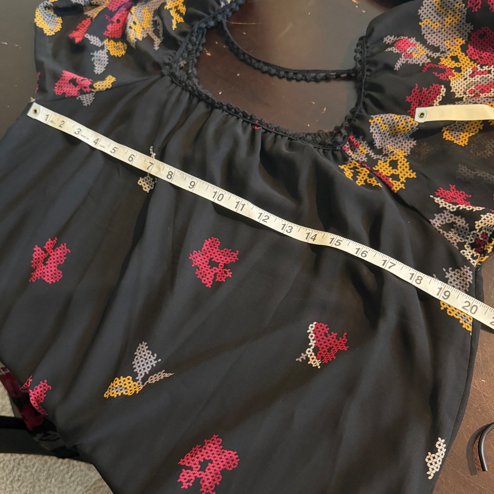 MILLIBON Womens Floral Cross Stitch Chiffon Shift Dress Size L Event Business - Picture 8 of 9
